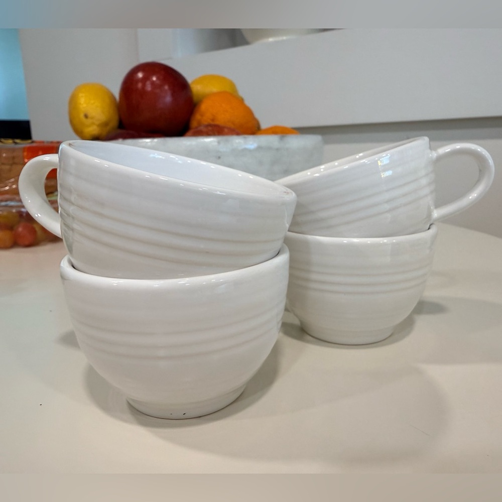 White Ceramic Espresso Cups - Made in Portugal - set of 4